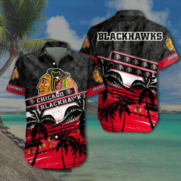 Chicago Blackhawks Tropical Sunset Hawaiian Shirt by