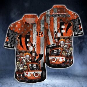 Cincinnati Bengals Hawaiian Shirt Haunted Ride Design 505984