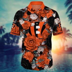 Cincinnati Bengals Rose Noir Hawaiian Shirt Teecharis 2