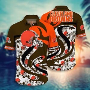 Cleveland Browns Hawaiian Shirt Flame Wave Design 877526