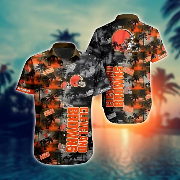 Cleveland Browns Hawaiian Shirt Sunset Palm Paradise Design 646638