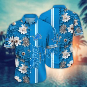 Detroit Lions Hawaiian Shirt Floral Stripes Design 682885