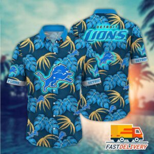 Detroit Lions Hawaiian Shirt Tropical Palm Design 942646