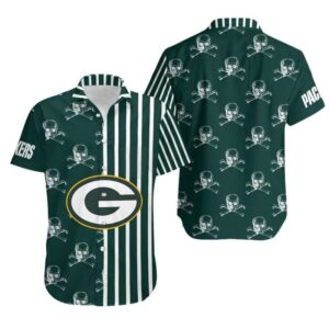 Green Bay Packers Hawaiian Shirt Skull Stripes Design 622441