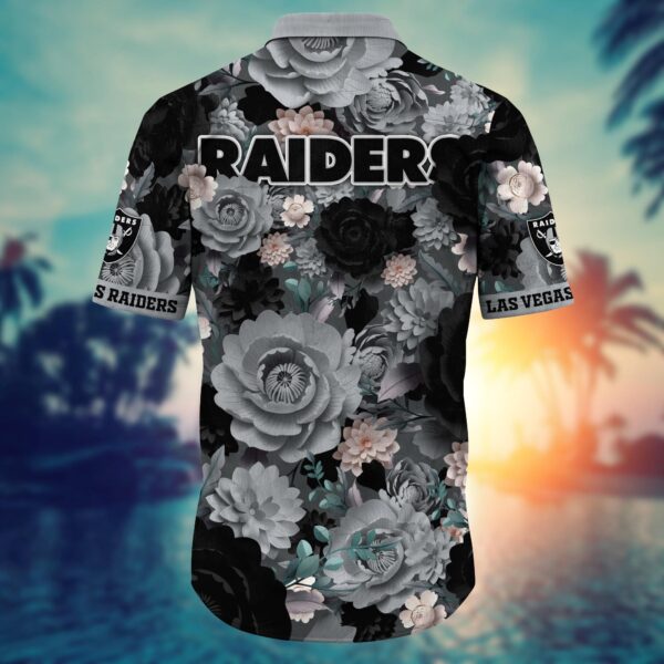 Las Vegas Raiders Hawaiian Shirt Midnight Bloom Design 665054