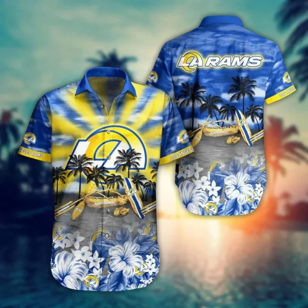 Los Angeles Rams Hawaiian Shirt Tropical Sunrise Design 103262