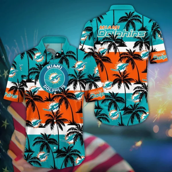 Miami Dolphins Hawaiian Shirt Sunset Palm Design 553033