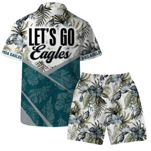 Lets Go Philadelphia Eagles Team Logo Pattern Hawaiian Shirt Teecharis 5