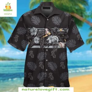 Chicago White Sox Hawaiian Shirt MLB Baseball Aloha Shirt Monochrome Leaf