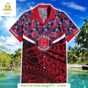 Cleveland Guardians Floral And Tribal Design Hawaiian Shirt MLB Hawaiian Shirt Official Store Stylish Baseball Apparel 1
