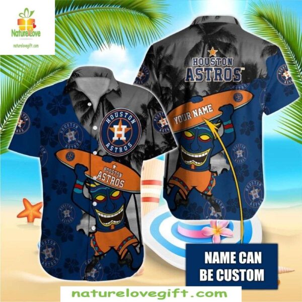 Houston Astros Hawaiian Shirt Custom Tiki Surfboard Baseball Apparel