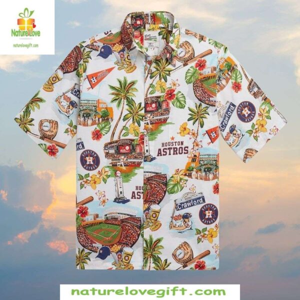 Houston Astros Hawaiian Shirt MLB Baseball Tropical Palm Stadiums Apparel