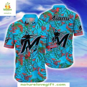 Miami Marlins Hawaiian Shirt Coral Reef Blossom MLB Baseball Apparel