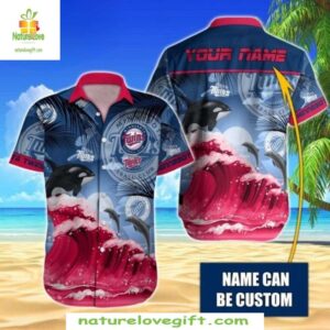 Minnesota Twins Hawaiian Shirt Dolphin Ocean Sky Baseball Apparel
