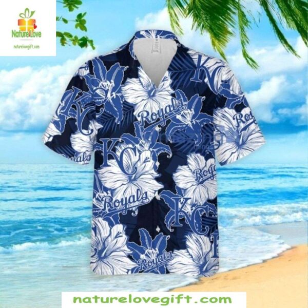 MLB Royals Blue Floral Hawaiian Shirt Stylish Baseball Apparel