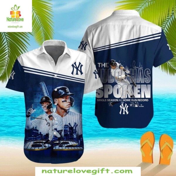 NY Yankees Tropical Shirt Judge Record Summer MLB Hawaiian Baseball Apparel