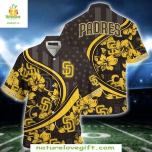 San Diego Padres Floral Hawaiian Shirt Golden Blooms MLB Baseball Apparel