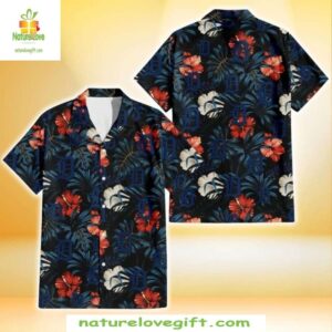 Detroit Tigers Hawaiian Shirt Nighttime Hibiscus Dark Leaf Baseball Apparel
