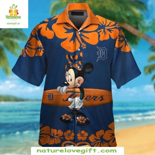 Minnie Mouse MLB Hawaiian Shirt Detroit Tigers Surfboards Hibiscus Apparel
