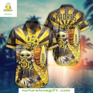 San Diego Padres Hawaiian Shirt Baby Yoda Tiki Paradise Baseball Apparel