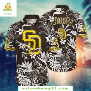San Diego Padres MLB Hawaiian Shirt Monochrome Florals Baseball Apparel
