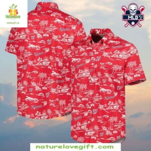 Washington Nationals MLB Hawaiian Shirt Red Skies Team Spirit Baseball Apparel
