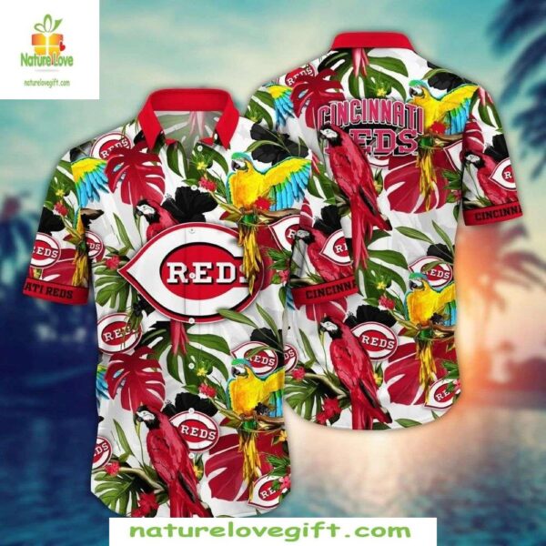 Cincinnati Reds Hawaiian Shirt Parrot Paradise Fan Stylish Baseball Apparel