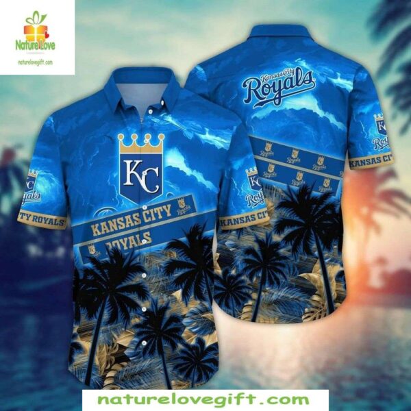 Kansas City Royals Hawaiian Shirt Royal Blue Tropical Baseball Apparel