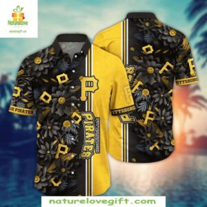 Pittsburgh Pirates Hawaiian Shirt Floral Eclipse MLB Baseball Apparel