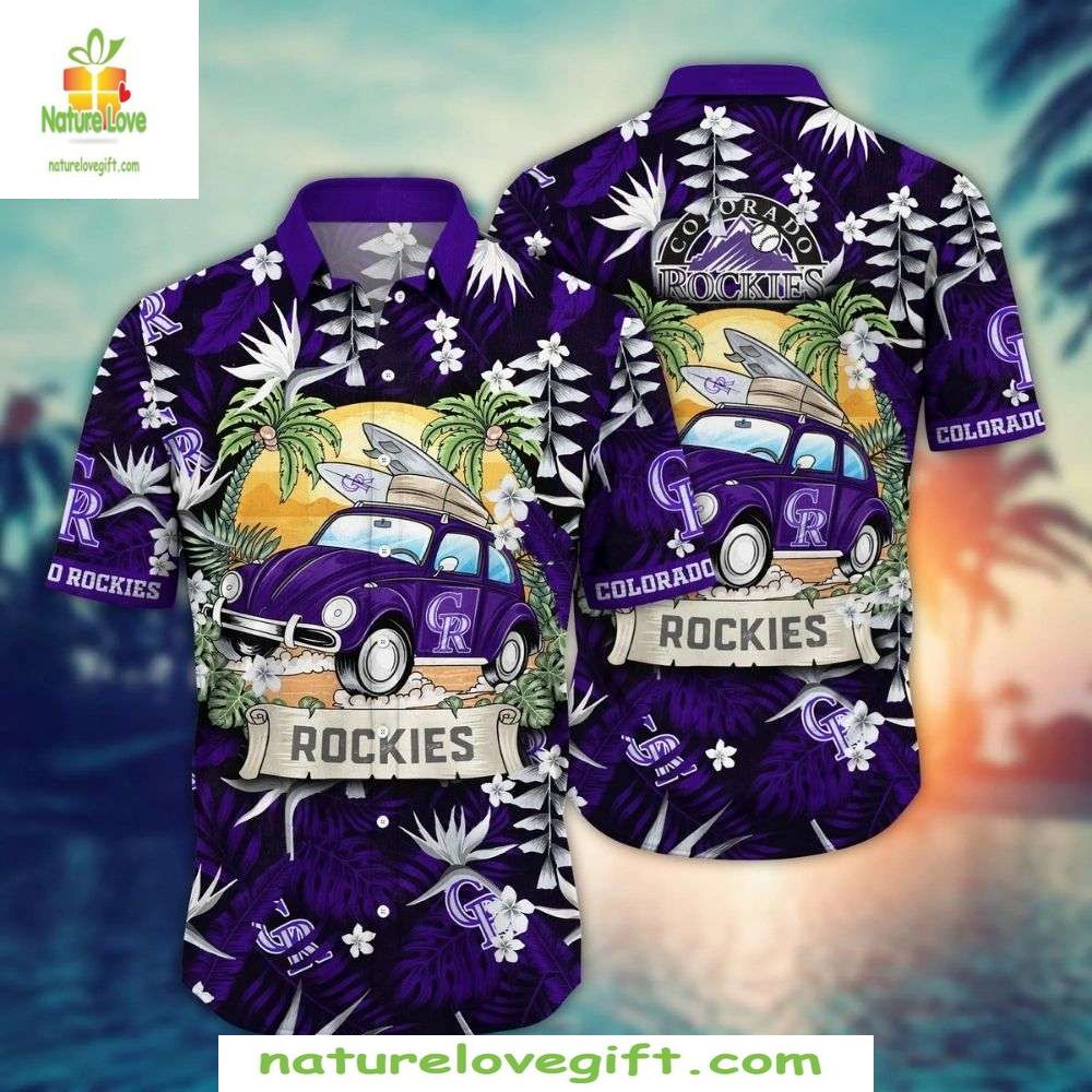 Vintage Car Colorado Hawaiian Shirt Retro Rockies Ride Baseball Apparel