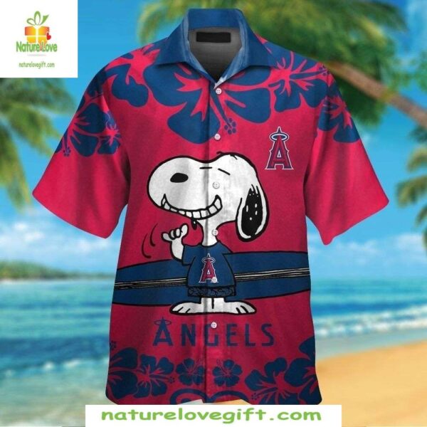 Los Angeles Angels Hawaiian Shirt Snoopy Hibiscus MLB Baseball Apparel