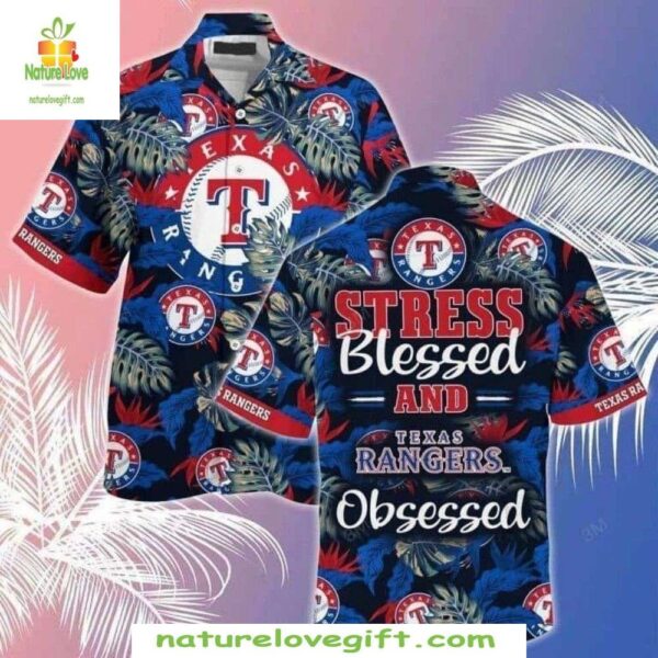 Texas Rangers MLB Hawaiian Shirt Blessed Obsessed Baseball Fan Apparel