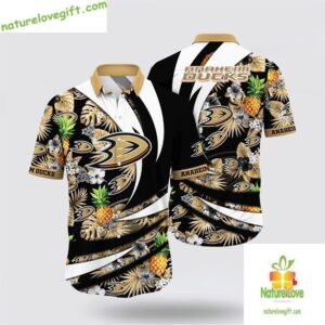 Anaheim Ducks Hawaiian Shirt Tropical Pineapple Summer Design
