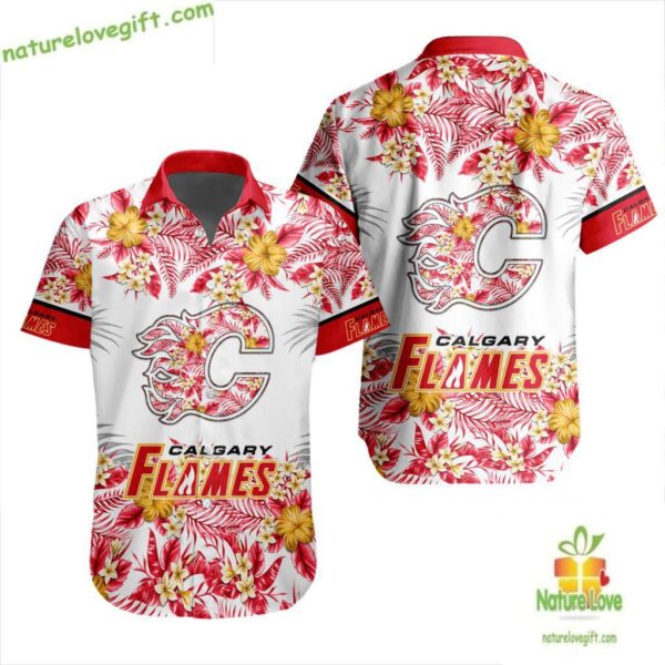 Calgary Flames Hawaiian Shirt Tropical Floral Design LV604BB21D5FCBF18F