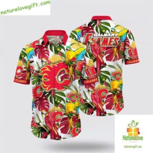Calgary Flames Hawaiian Shirt Tropical Parrot Summer Fan Gift