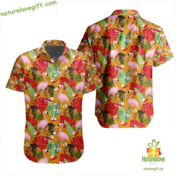 Chicago Blackhawks Hawaiian Shirt Flamingo Button Up LV2C6F84F29248401D