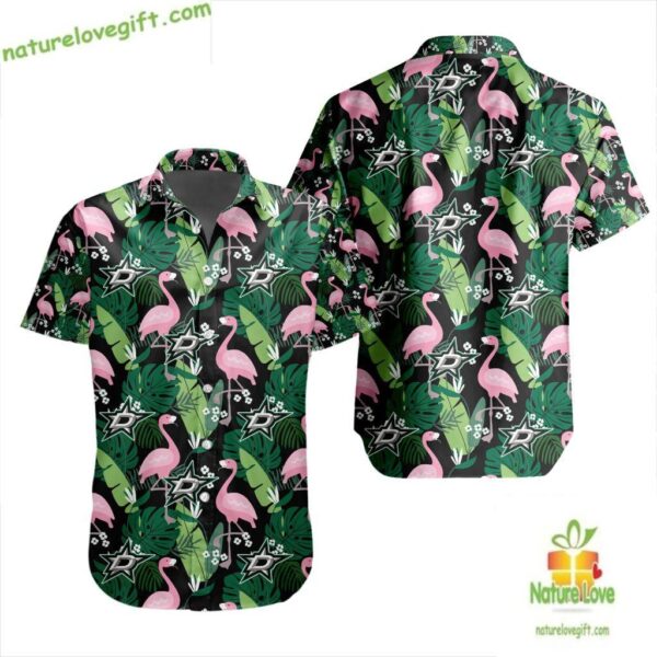 Dallas Stars Hawaiian Shirt Flamingo Button Up LV 21dbce0603668e8e