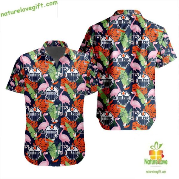 Edmonton Oilers Hawaiian Shirt Flamingo Button Up Aloha Shirt LV65FA84F27F049FE
