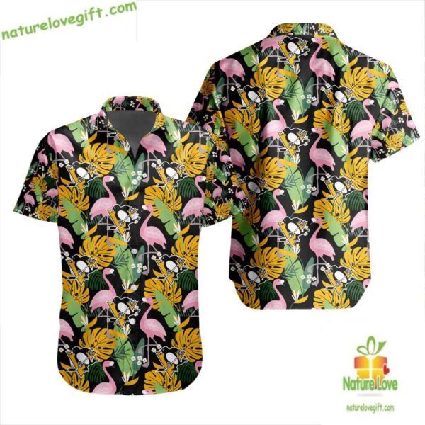 Pittsburgh Penguins Hawaiian Shirt Flamingo Button Up LV1C02396