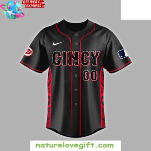 MLB Cincinnati Reds Red Black Stripped Baseball Jersey