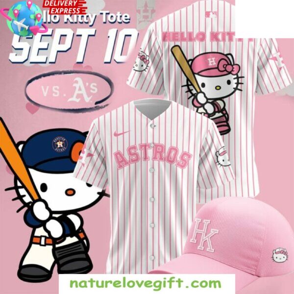 Houston Astros Hello Kitty Baseball Jersey Night Stripe