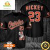 Baltimore Orioles Mickey Mouse Baseball Jersey Black