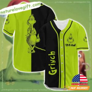Custom Grinch Christmas Baseball Jersey Personalized