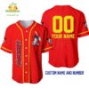 Custom Mickey Mouse Baseball Jersey Red Yellow Name Number