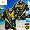 Michigan Wolverines Hawaiian Shirt Tropical Flower Pattern Summer Beach Gift