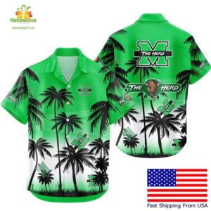Marshall Thundering Herd Hawaiian Shirt Tropical Coconut Forest Fan Gear