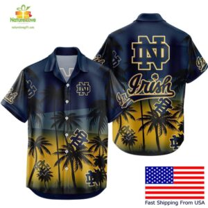Notre Dame Fighting Irish Hawaiian Shirt Coconut Forest Tropical Fan