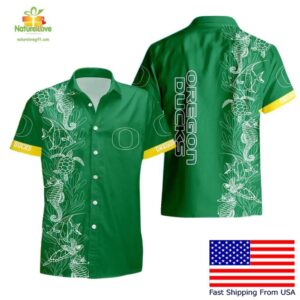 Oregon Ducks Hawaiian Shirt Turtle Seaweed Pattern Mens