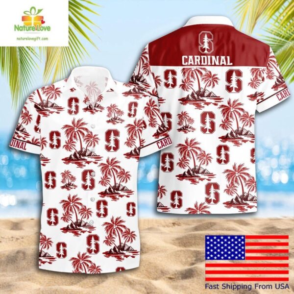 Stanford Cardinal Coconut Tree Hawaiian Shirt