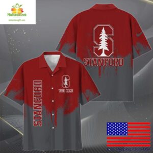 Stanford Cardinal Hawaiian Shirt Paint Splatter Design